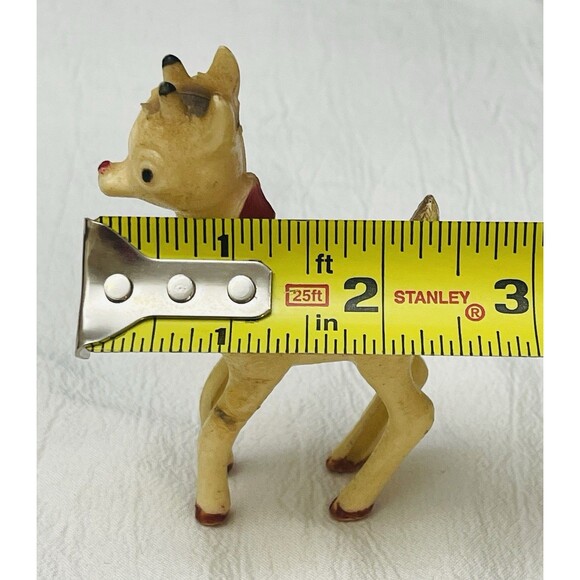 Vtg 1950s Rudolph Red Nosed Reindeer Hard Plastic Christmas Ornament - Picture 4 of 8